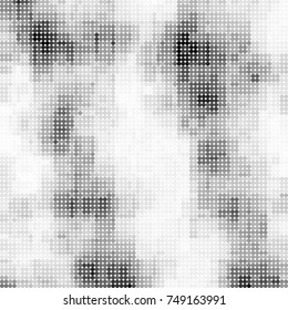 Halftone black, white, gray circles. Abstract ink spots vector pattern