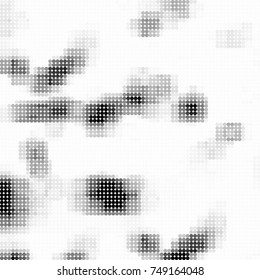 Halftone black, white, gray circles. Abstract ink spots vector pattern