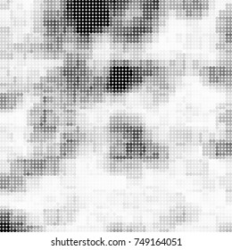 Halftone black, white, gray circles. Abstract ink spots vector pattern