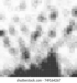 Halftone black, white, gray circles. Abstract ink spots vector pattern