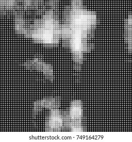 Halftone black, white, gray circles. Abstract ink spots vector pattern
