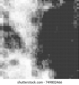 Halftone black, white, gray circles. Abstract ink spots vector pattern