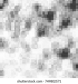 Halftone black, white, gray circles. Abstract ink spots vector pattern
