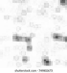 Halftone black, white, gray circles. Abstract ink spots vector pattern