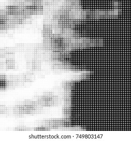 Halftone black, white, gray circles. Abstract ink spots vector pattern