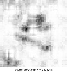 Halftone black, white, gray circles. Abstract ink spots vector pattern