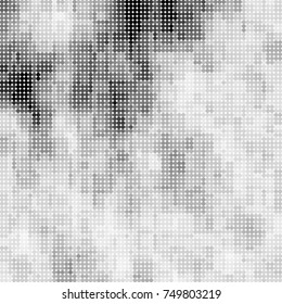 Halftone black, white, gray circles. Abstract ink spots vector pattern