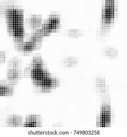 Halftone black, white, gray circles. Abstract ink spots vector pattern