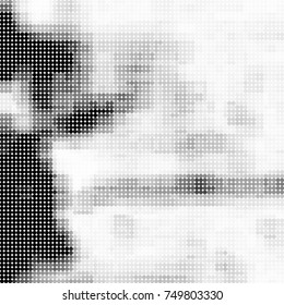 Halftone black, white, gray circles. Abstract ink spots vector pattern