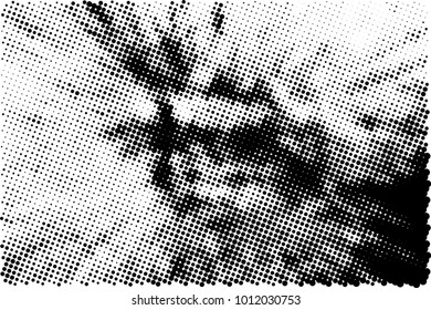 Halftone black and white grunge. Texture of dots scattered on a white background. Abstract pattern in vintage art style print on business cards, badges, labels. Vector monochrome elements