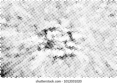 Halftone black and white grunge. Texture of dots scattered on a white background. Abstract pattern in vintage art style print on business cards, badges, labels. Vector monochrome elements