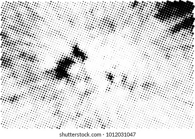 Halftone black and white grunge. Texture of dots scattered on a white background. Abstract pattern in vintage art style print on business cards, badges, labels. Vector monochrome elements