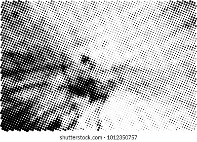 Halftone black and white grunge. Texture of dots scattered on a white background. Abstract pattern in vintage art style print on business cards, badges, labels. Vector monochrome elements