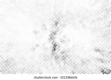 Halftone black and white grunge. Texture of dots scattered on a white background. Abstract pattern in vintage art style print on business cards, badges, labels. Vector monochrome elements