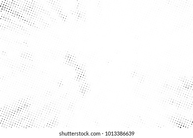 Halftone black and white grunge. Texture of dots scattered on a white background. Abstract pattern in vintage art style print on business cards, badges, labels. Vector monochrome elements