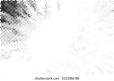 Halftone black and white grunge. Texture of dots scattered on a white background. Abstract pattern in vintage art style print on business cards, badges, labels. Vector monochrome elements