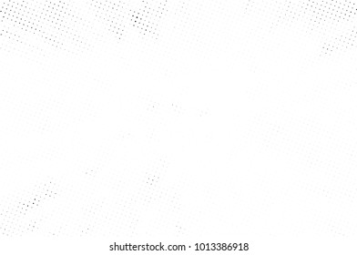 Halftone black and white grunge. Texture of dots scattered on a white background. Abstract pattern in vintage art style print on business cards, badges, labels. Vector monochrome elements