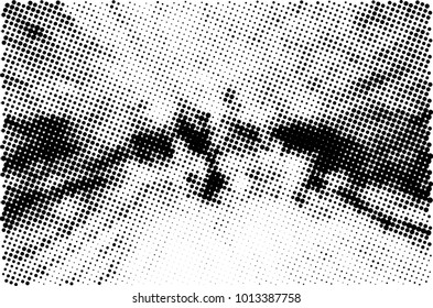 Halftone black and white grunge. Texture of dots scattered on a white background. Abstract pattern in vintage art style print on business cards, badges, labels. Vector monochrome elements