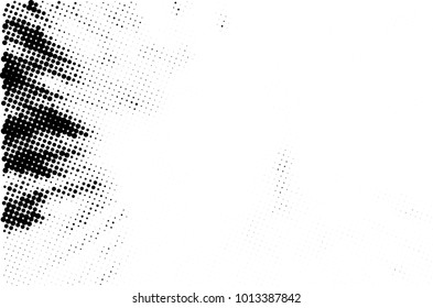 Halftone black and white grunge. Texture of dots scattered on a white background. Abstract pattern in vintage art style print on business cards, badges, labels. Vector monochrome elements