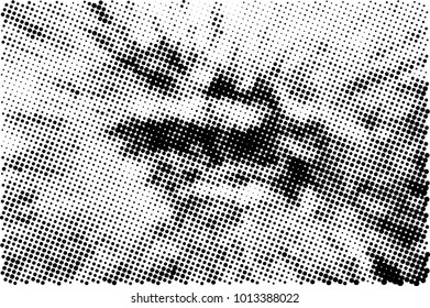 Halftone black and white grunge. Texture of dots scattered on a white background. Abstract pattern in vintage art style print on business cards, badges, labels. Vector monochrome elements