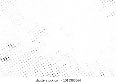 Halftone black and white grunge. Texture of dots scattered on a white background. Abstract pattern in vintage art style print on business cards, badges, labels. Vector monochrome elements