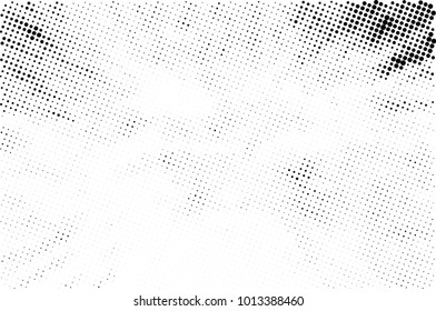 Halftone black and white grunge. Texture of dots scattered on a white background. Abstract pattern in vintage art style print on business cards, badges, labels. Vector monochrome elements