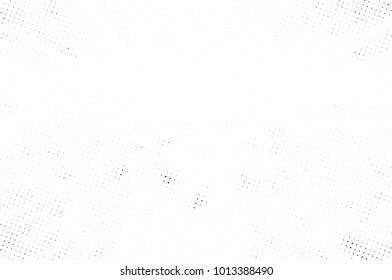 Halftone black and white grunge. Texture of dots scattered on a white background. Abstract pattern in vintage art style print on business cards, badges, labels. Vector monochrome elements