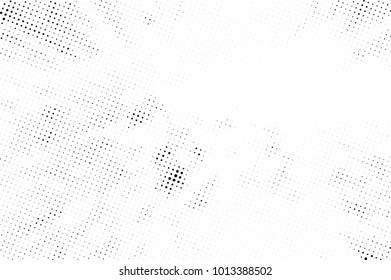 Halftone black and white grunge. Texture of dots scattered on a white background. Abstract pattern in vintage art style print on business cards, badges, labels. Vector monochrome elements