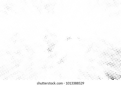 Halftone black and white grunge. Texture of dots scattered on a white background. Abstract pattern in vintage art style print on business cards, badges, labels. Vector monochrome elements