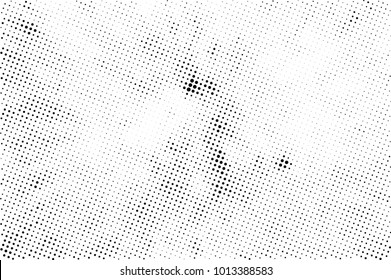 Halftone black and white grunge. Texture of dots scattered on a white background. Abstract pattern in vintage art style print on business cards, badges, labels. Vector monochrome elements