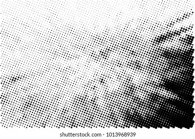 Halftone black and white grunge. Texture of dots scattered on a white background. Abstract pattern in vintage art style print on business cards, badges, labels. Vector monochrome elements