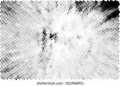 Halftone black and white grunge. Texture of dots scattered on a white background. Abstract pattern in vintage art style print on business cards, badges, labels. Vector monochrome elements
