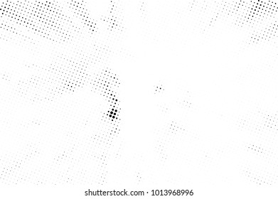 Halftone black and white grunge. Texture of dots scattered on a white background. Abstract pattern in vintage art style print on business cards, badges, labels. Vector monochrome elements