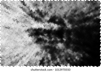Halftone black and white grunge. Texture of dots scattered on a white background. Abstract pattern in vintage art style print on business cards, badges, labels. Vector monochrome elements