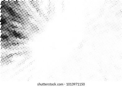 Halftone black and white grunge. Texture of dots scattered on a white background. Abstract pattern in vintage art style print on business cards, badges, labels. Vector monochrome elements