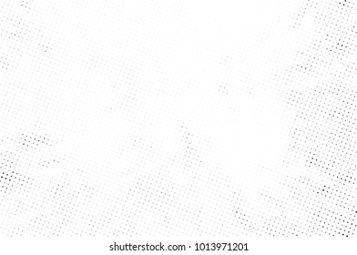 Halftone black and white grunge. Texture of dots scattered on a white background. Abstract pattern in vintage art style print on business cards, badges, labels. Vector monochrome elements