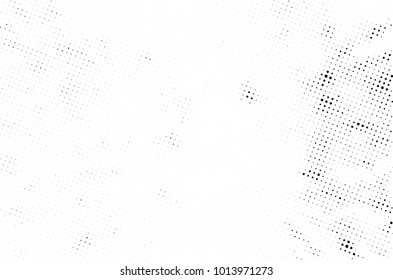 Halftone black and white grunge. Texture of dots scattered on a white background. Abstract pattern in vintage art style print on business cards, badges, labels. Vector monochrome elements