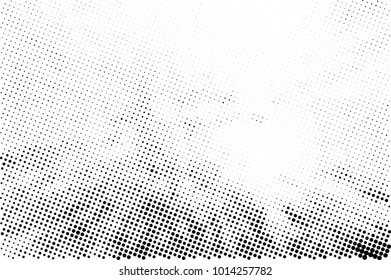 Halftone black and white grunge. Texture of dots scattered on a white background. Abstract pattern in vintage art style print on business cards, badges, labels. Vector monochrome elements