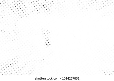 Halftone black and white grunge. Texture of dots scattered on a white background. Abstract pattern in vintage art style print on business cards, badges, labels. Vector monochrome elements