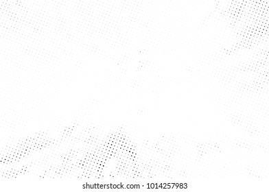 Halftone black and white grunge. Texture of dots scattered on a white background. Abstract pattern in vintage art style print on business cards, badges, labels. Vector monochrome elements