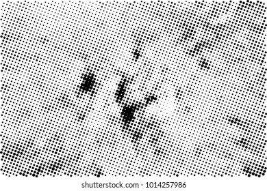 Halftone black and white grunge. Texture of dots scattered on a white background. Abstract pattern in vintage art style print on business cards, badges, labels. Vector monochrome elements