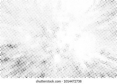 Halftone black and white grunge. Texture of dots scattered on a white background. Abstract pattern in vintage art style print on business cards, badges, labels. Vector monochrome elements
