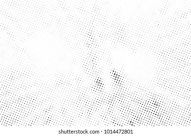 Halftone black and white grunge. Texture of dots scattered on a white background. Abstract pattern in vintage art style print on business cards, badges, labels. Vector monochrome elements