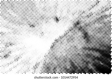 Halftone black and white grunge. Texture of dots scattered on a white background. Abstract pattern in vintage art style print on business cards, badges, labels. Vector monochrome elements