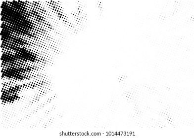 Halftone black and white grunge. Texture of dots scattered on a white background. Abstract pattern in vintage art style print on business cards, badges, labels. Vector monochrome elements