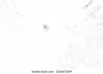 Halftone black and white grunge. Texture of dots scattered on a white background. Abstract pattern in vintage art style print on business cards, badges, labels. Vector monochrome elements