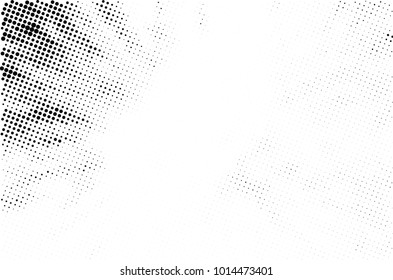 Halftone black and white grunge. Texture of dots scattered on a white background. Abstract pattern in vintage art style print on business cards, badges, labels. Vector monochrome elements