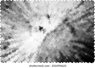 Halftone black and white grunge. Texture of dots scattered on a white background. Abstract pattern in vintage art style print on business cards, badges, labels. Vector monochrome elements