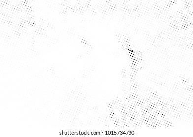 Halftone black and white grunge. Texture of dots scattered on a white background. Abstract pattern in vintage art style print on business cards, badges, labels. Vector monochrome elements