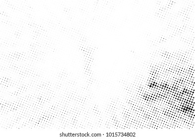 Halftone black and white grunge. Texture of dots scattered on a white background. Abstract pattern in vintage art style print on business cards, badges, labels. Vector monochrome elements